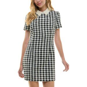 NWT City Studio Juniors Embellished-Collar Shift Dress Black / Ivory 13/14